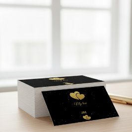 Elegant Gold Hearts Black Minimalist Profile Card Visitekaartje