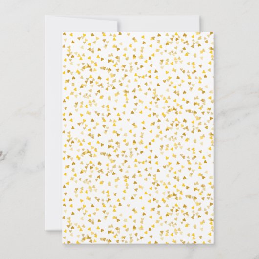 Elegant Gold Hearts Confetti Signature Script Save The Date (Achterkant)