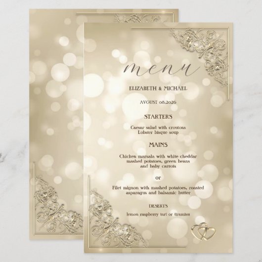 Elegant Gold Hearts Frame Bokeh (Voorkant / Achterkant)