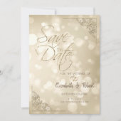 Elegant Gold Hearts Frame Bokeh Save The Date (Voorkant)