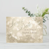 Elegant Gold Hearts Frame Bokeh Save The Date (Staand voorkant)