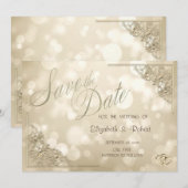 Elegant Gold Hearts Frame Bokeh Save The Date (Voorkant / Achterkant)