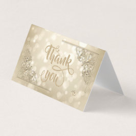 Elegant Gold Hearts Frame Bokeh Thank You Card Visitekaartje