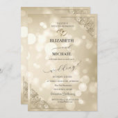 Elegant Gold Hearts Frame Bokeh Wedding Kaart (Voorkant / Achterkant)