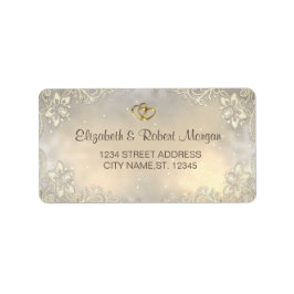 Elegant Gold Hearts Lace Wedding Etiket