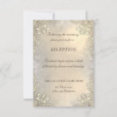 Elegant Gold Hearts Lace Wedding Reception Kaart (Voorkant)