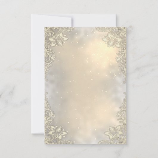 Elegant Gold Hearts Lace Wedding Reception Kaart (Achterkant)