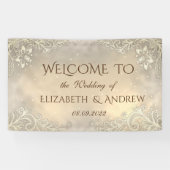 Elegant Gold Hearts Lace Wedding Spandoek (Horizontaal)