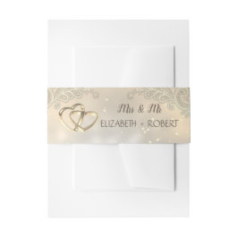 Elegant Gold Hearts Lace Wedding Uitnodigingen Wikkel