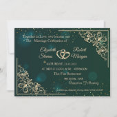 Elegant Gold Hearts Lijst Green Wedding Kaart (Voorkant)