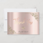Elegant Gold Hearts Lijst Roos Gold Bedankkaart (Voorkant)