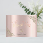 Elegant Gold Hearts Lijst Roos Gold Bedankkaart (Staand voorkant)