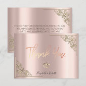 Elegant Gold Hearts Lijst Roos Gold Bedankkaart (Voorkant / Achterkant)