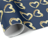 Elegant Gold Hearts op Navy Dark Blue Cadeaupapier (Rol Hoek)