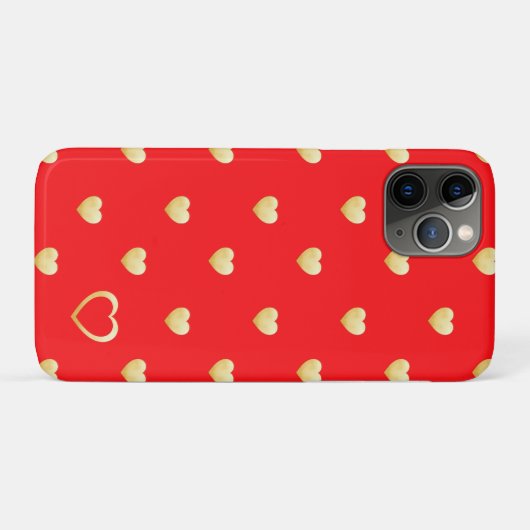 Elegant Gold Hearts over Crimson Red Case-Mate iPhone Case (Achterkant (horizontaal))