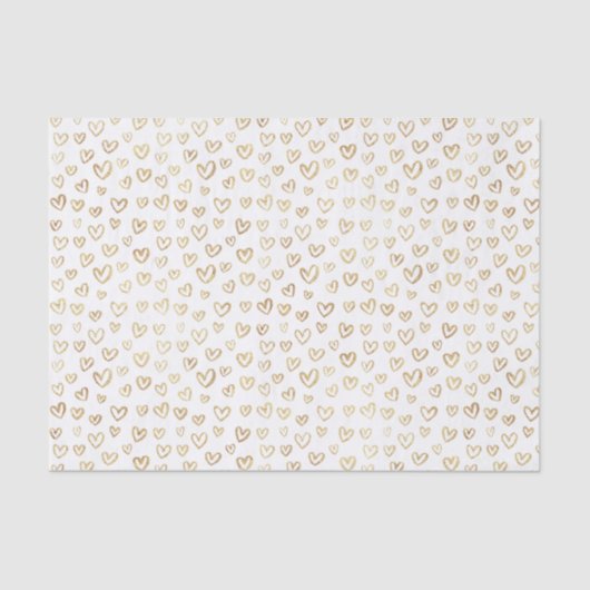 Elegant Gold Hearts Pattern on White Tissuepapier (Voorkant)