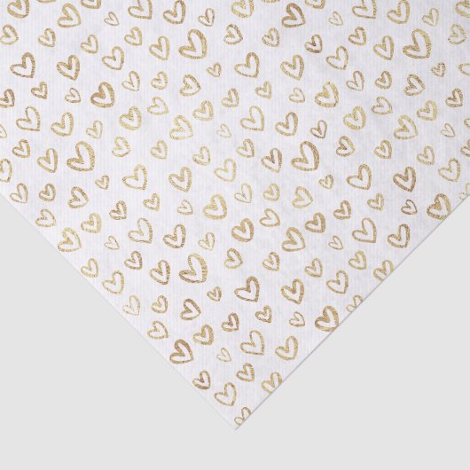 Elegant Gold Hearts Pattern on White Tissuepapier (Detail)