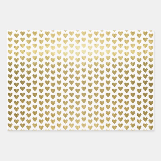 Elegant Gold Hearts Pattern Wedding Inpakpapier Vel (Voorkant 2)