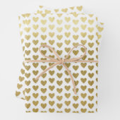 Elegant Gold Hearts Pattern Wedding Inpakpapier Vel (In situ)