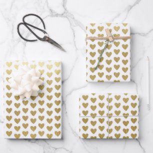 Elegant Gold Hearts Pattern Wedding Inpakpapier Vel