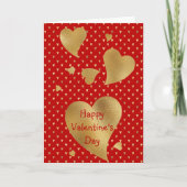 Elegant Gold Hearts Red Valentijn Feestdagen Kaart (Voorkant)