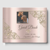 Elegant Gold Hearts Roos Gold Foto Gastenboek (Voorkant)