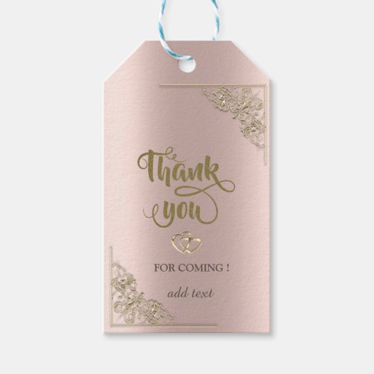 Elegant Gold Hearts Roos Gold Hartelijk dank Cadeaulabel (Voorkant)