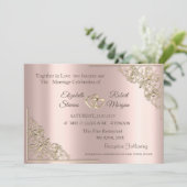 Elegant Gold Hearts Roos Gold Wedding Kaart (Staand voorkant)
