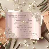 Elegant Gold Hearts Roos Gold Wedding Kaart