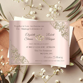 Elegant Gold Hearts Roos Gold Wedding Kaart