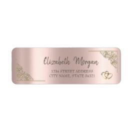 Elegant Gold Hearts Rose Gold Wedding Etiket