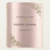 Elegant Gold Hearts Rose Gold Wedding  Planner (Voorkant)