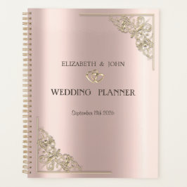 Elegant Gold Hearts Rose Gold Wedding  Planner