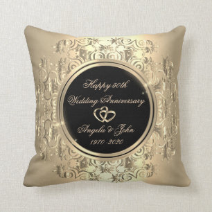 Elegant Gold Hearts Swirls50th Wedding Jubileum Kussen