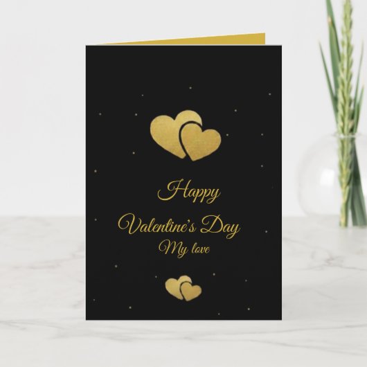 Elegant Gold Hearts Valentine's Day Card - Luxury  Kaart (Voorkant)