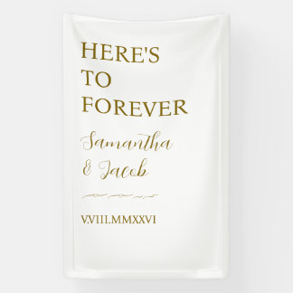 Elegant Gold “Here’s to Forever” Wedding Welcome Spandoek