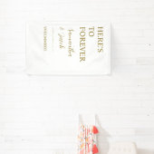 Elegant Gold “Here’s to Forever” Wedding Welcome Spandoek (Insitu)
