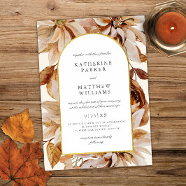Elegant Gold Herfst Waterverf Floral Wedding Kaart