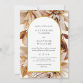 Elegant Gold Herfst Waterverf Floral Wedding Kaart (Voorkant)