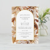 Elegant Gold Herfst Waterverf Floral Wedding Kaart (Staand voorkant)