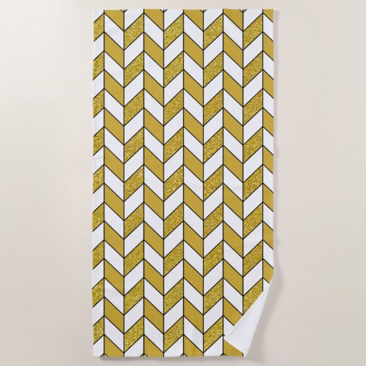 Elegant Gold Herringbone Chevron Pattern Strandlaken (Voorkant)