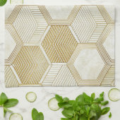 Elegant Gold Hexagon Geometric Pattern - Marble 2 Theedoek (Gevouwen)