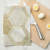 Elegant Gold Hexagon Geometric Pattern - Marble 2 Theedoek (Quarter Fold)