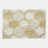 Elegant Gold Hexagon Geometric Pattern - Marble 2 Theedoek (Horizontaal)
