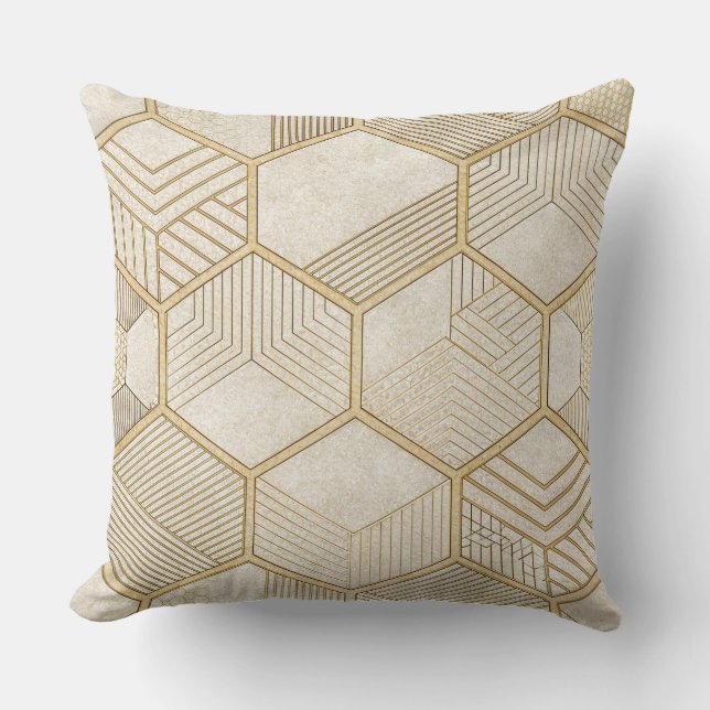 Elegant Gold Hexagon Geometric Pattern - Marble 3 Kussen (Voorkant)