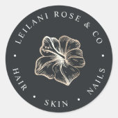 Elegant Gold Hibiscus Flower Personalized Ronde Sticker (Voorkant)