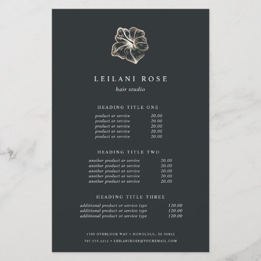 Elegant Gold Hibiscus Flower | Prijzen en diensten Flyer (Voorkant)