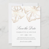 Elegant Gold Hibiscus Flower Wedding Save The Date (Voorkant)
