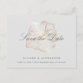 Elegant Gold Hibiscus Flower Wedding Save the Date Aankondigingskaart (Voorkant)