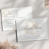 Elegant Gold Hibiscus Flower Wedding Save the Date Aankondigingskaart